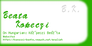 beata kopeczi business card